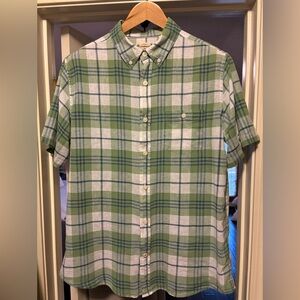 Weatherproof Vintage - SS - White, Green, Blue - Large - Linen/Cotton - EUC
